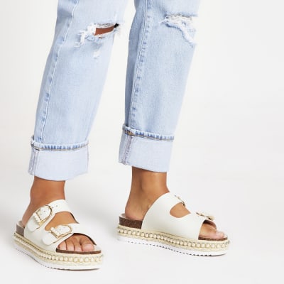 cream flatform sandals