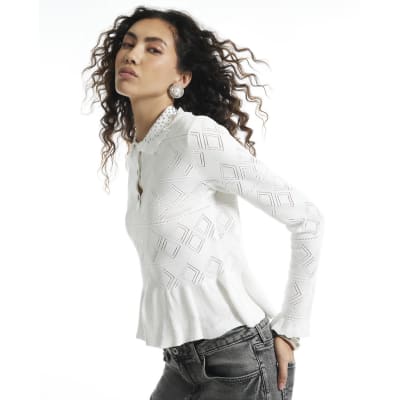 Peplum Stitch Polo Top