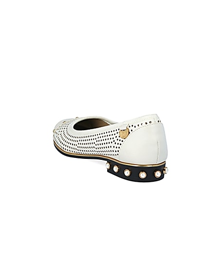 360 degree animation of product Cream perforated studded ballet shoes frame-7