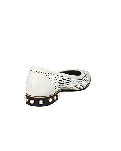 360 degree animation of product Cream perforated studded ballet shoes frame-11