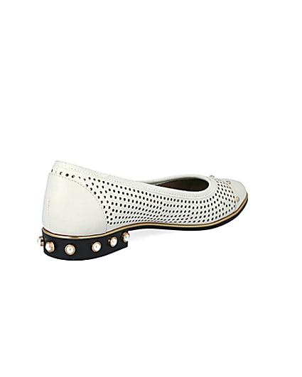 360 degree animation of product Cream perforated studded ballet shoes frame-12