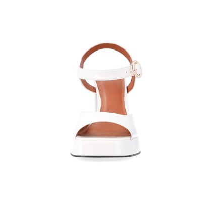 360 degree animation of product Cream platform heeled sandals frame-21