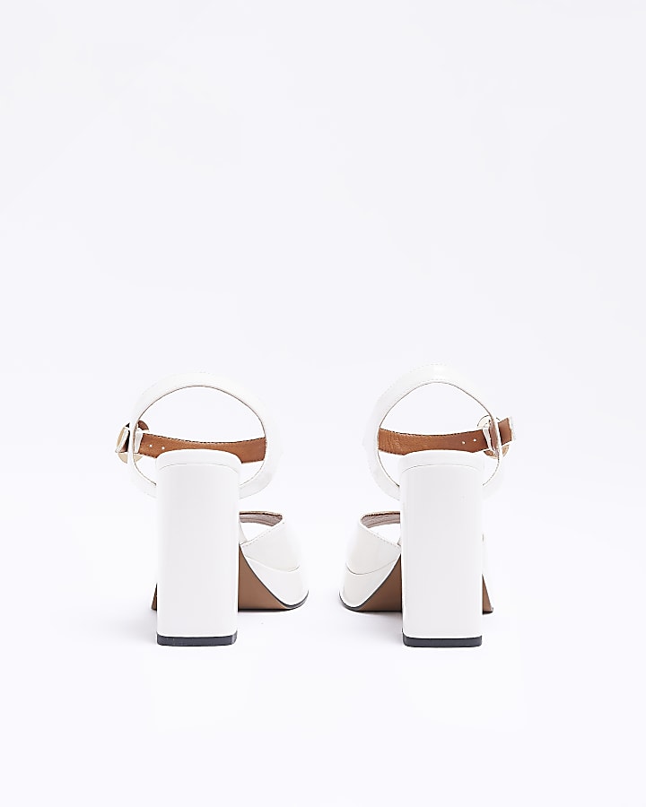 Cream platform heeled sandals