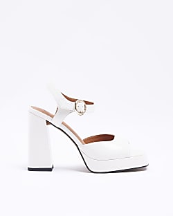 Cream platform heeled sandals
