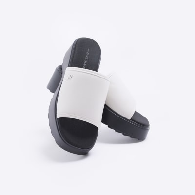 Cream platform slides River Island