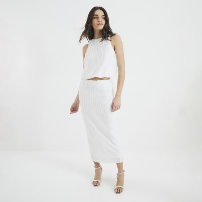 Pleated Midi Pencil Midi Skirt Primark Cream Plisse Midi Skirt