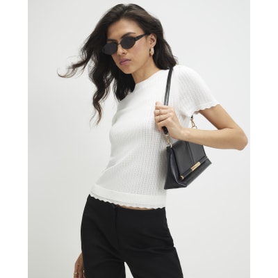 Pointelle Knitted T Shirt