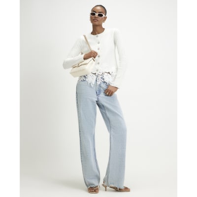 Pointelle Lace Hem Cardigan