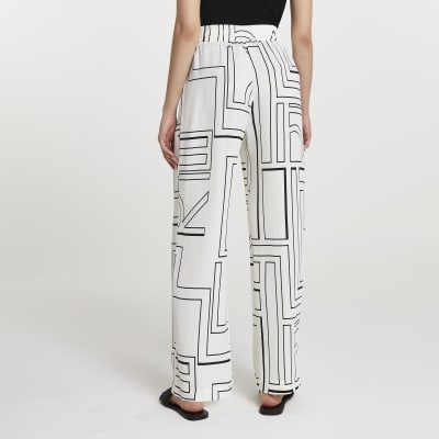 Cream printed joggers