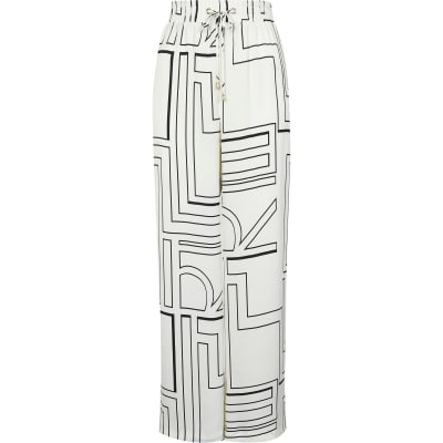 Cream printed joggers