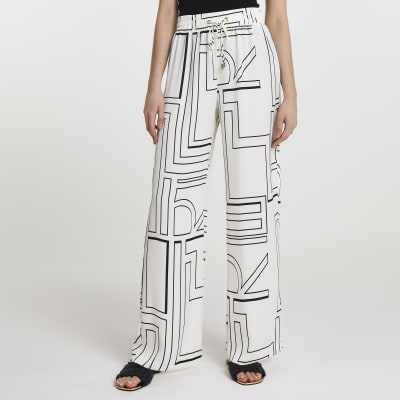 Cream printed joggers