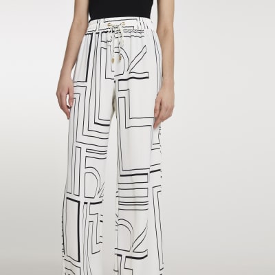 Cream printed joggers