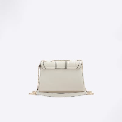Cream quilted chain strap shoulder bag River Island