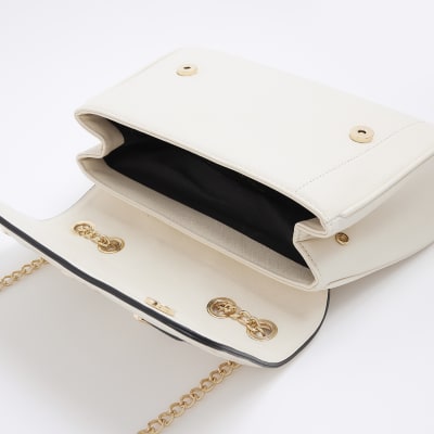 Cream quilted chain strap shoulder bag River Island
