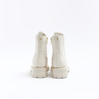 Cream quilted chelsea boots River Island