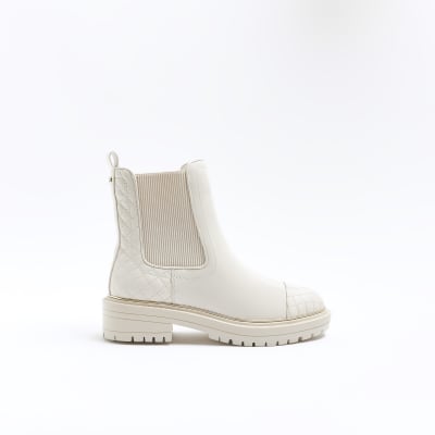 Cream chelsea hot sale boots womens