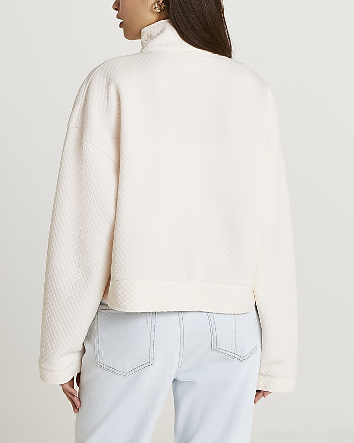 Cream quilted cropped jacket