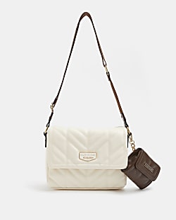 Cream quilted cross body bag
