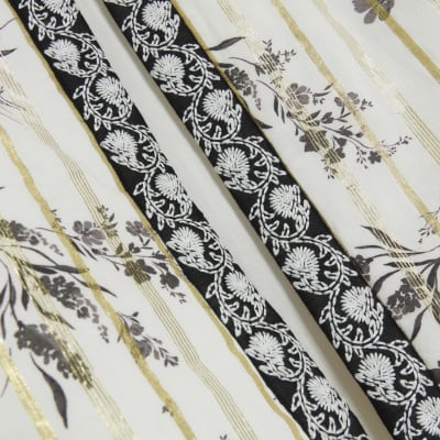 Cream quilted floral jacket River Island