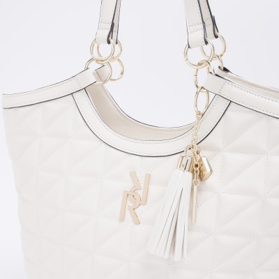 Cream quilted shopper bag