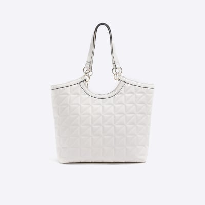 Cream quilted shopper bag River Island