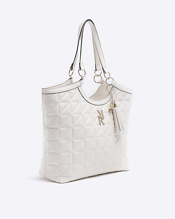 Cream quilted shopper bag