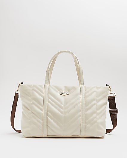 Cream quilted tote bag
