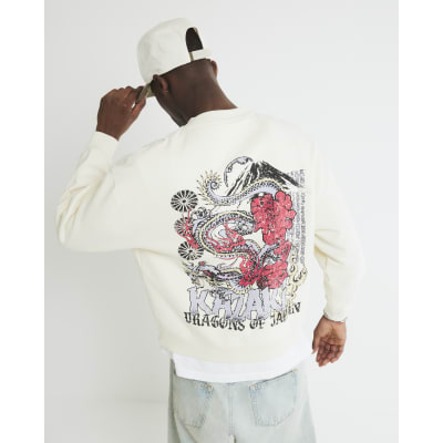 Cream Regular Fit Dragon Sweatshirt