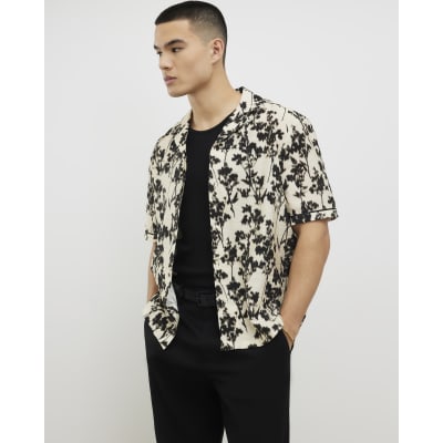 Cream Regular Fit Floral Print Shirt