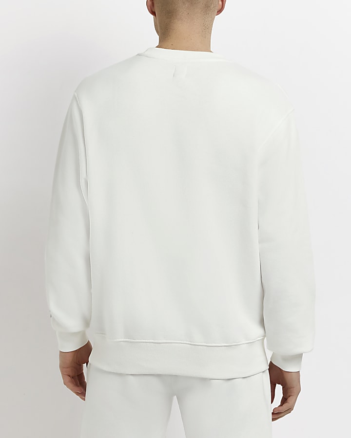 Cream regular fit graphic sweatshirt