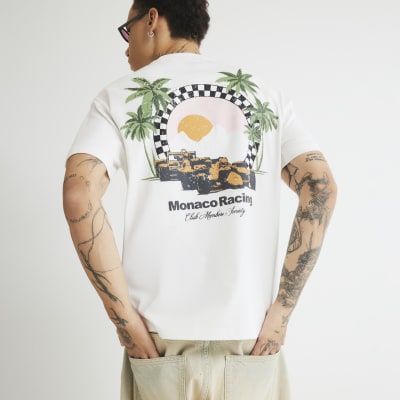 Cream Regular Fit Monaco Racing T-Shirt