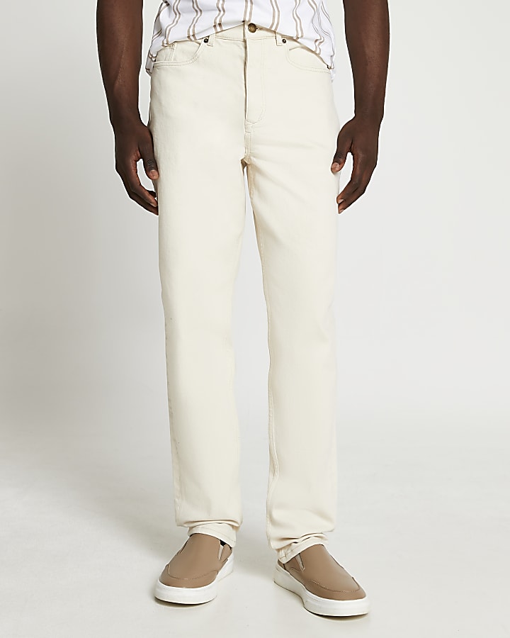 Cream relaxed fit jeans