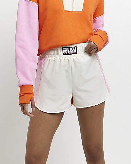 Cream RI Active colour block shorts