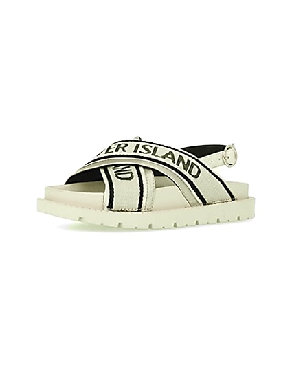 360 degree animation of product Cream RI branded cross over sandals frame-1