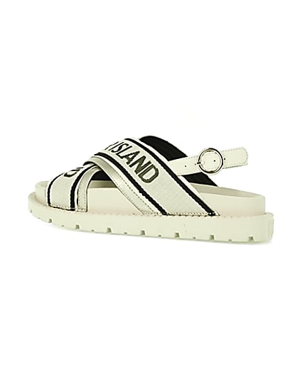 360 degree animation of product Cream RI branded cross over sandals frame-5