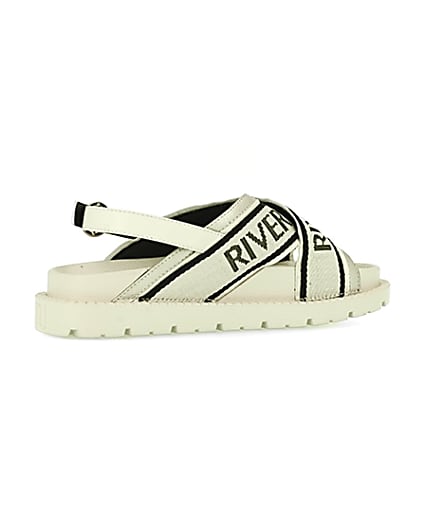 360 degree animation of product Cream RI branded cross over sandals frame-13