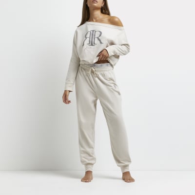 river island cream joggers