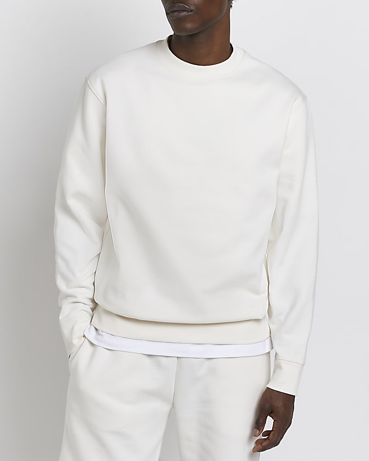 Cream RI branded regular fit sweatshirt