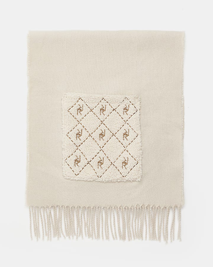 Cream RI monogram pocket scarf
