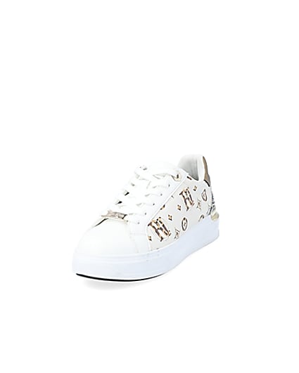 360 degree animation of product Cream RI printed lace-up trainers frame-23