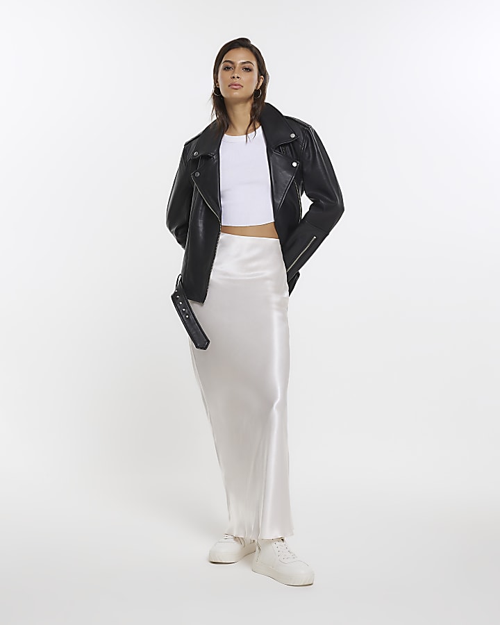 Cream RI Studio satin maxi skirt