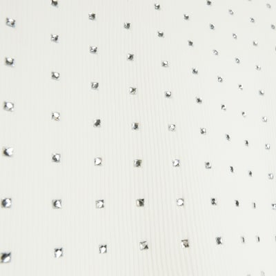 Cream rib diamante vest top River Island