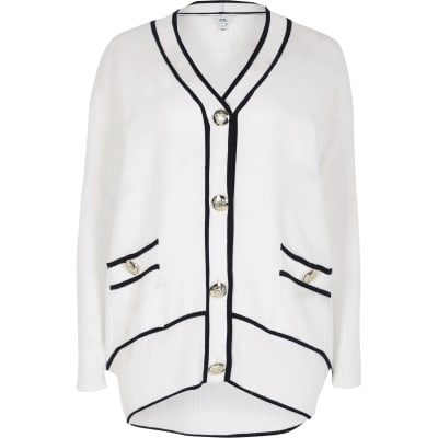 cream ribbed cardigan