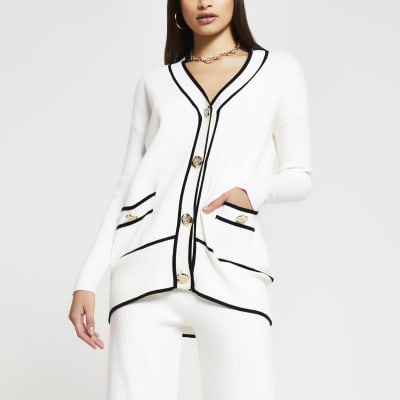 cream ribbed cardigan