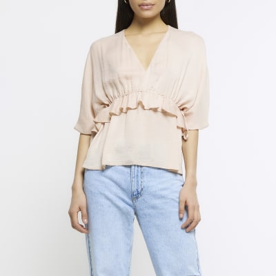 Cream ruffle blouse River Island