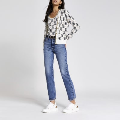 Cream RVR monogram knitted cardigan