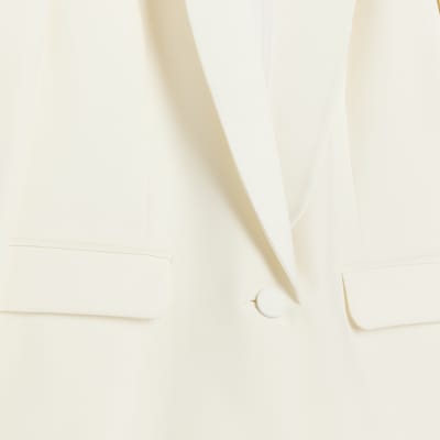 Cream Satin Collar blazer