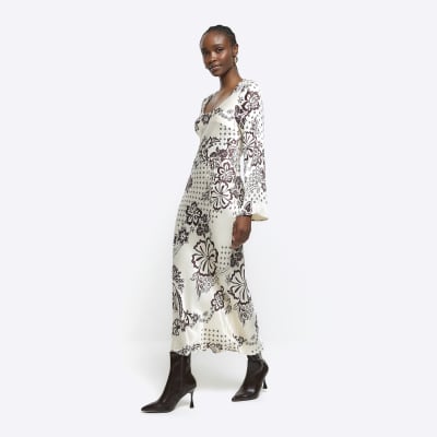 Cream Slip Dress Midi Slip Dress Anthropologie Cream Dress Hadley Jacquard  Slim Fit Midi