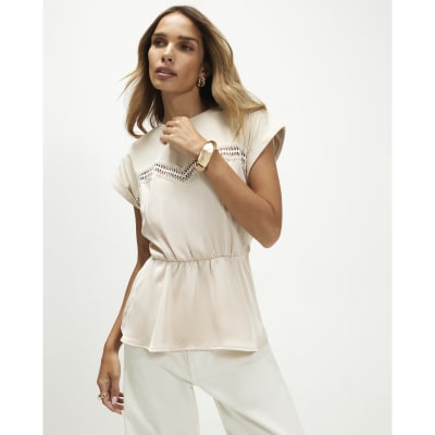 Satin Hybrid Tie Waist T Shirt