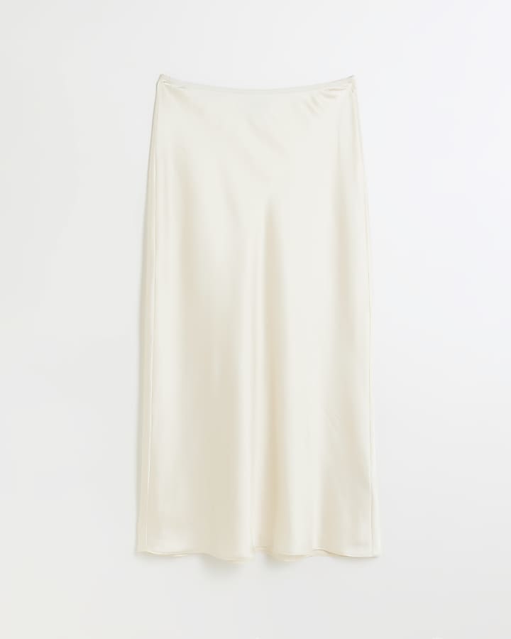 Cream satin maxi skirt | River Island